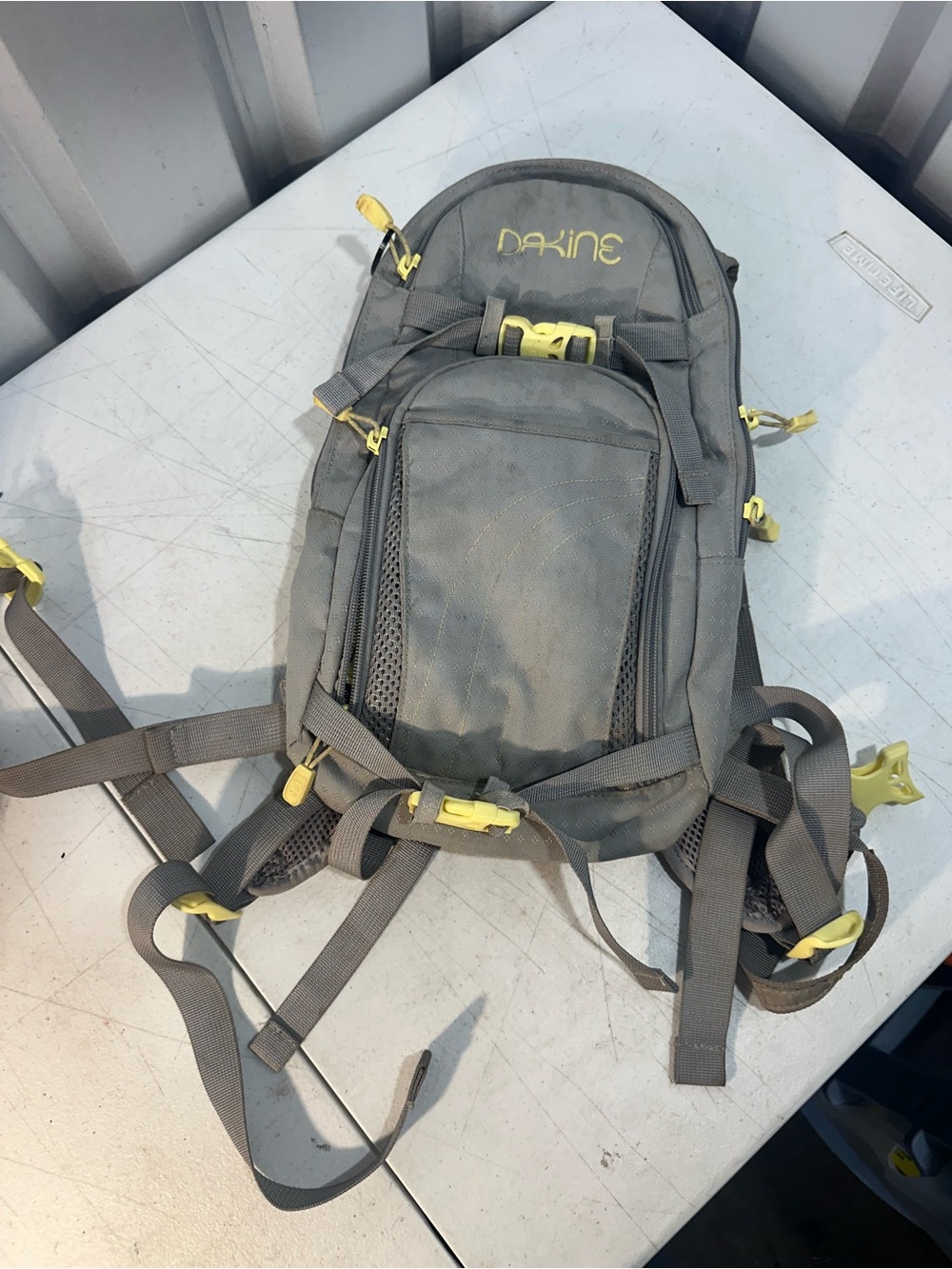 Dakine Gray Backpack with Yellow Accents